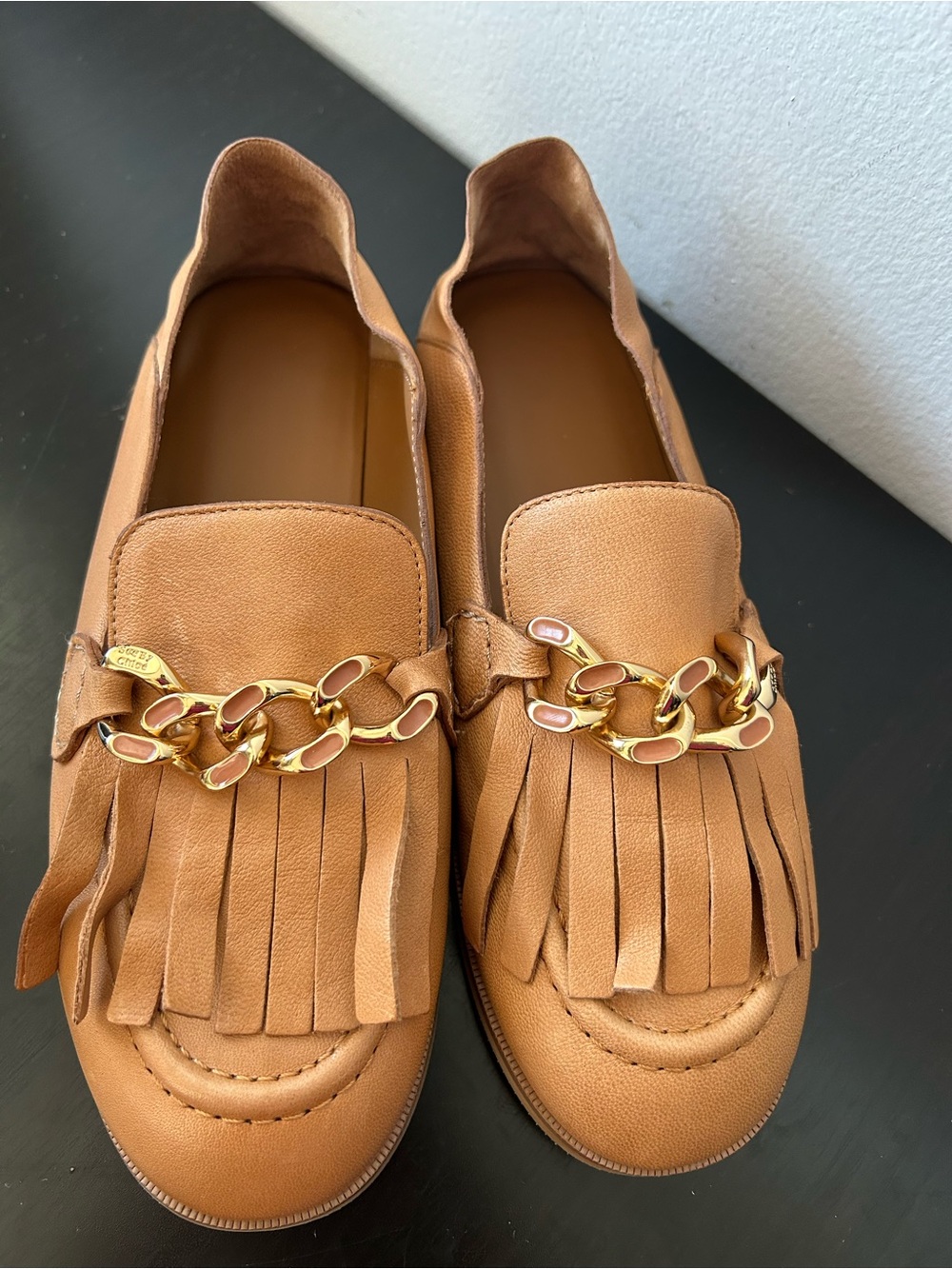 SEE BY CHLOÉ Fringe Flap Loafers in tan - Picture 8 of 15